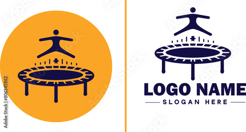 trampoline icon Bounce mat Springboard Jumping pad flat logo sign symbol editable vector