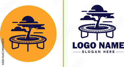 trampoline icon Bounce mat Springboard Jumping pad flat logo sign symbol editable vector