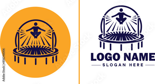 trampoline icon Bounce mat Springboard Jumping pad flat logo sign symbol editable vector