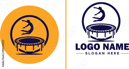 trampoline icon Bounce mat Springboard Jumping pad flat logo sign symbol editable vector