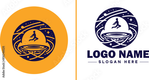 trampoline icon Bounce mat Springboard Jumping pad flat logo sign symbol editable vector