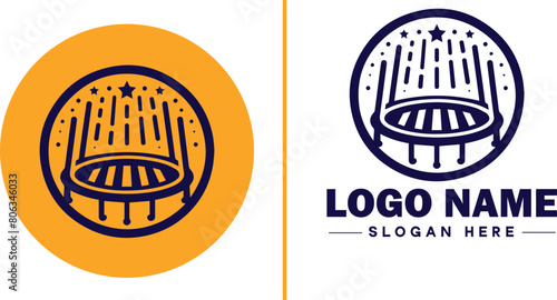 trampoline icon Bounce mat Springboard Jumping pad flat logo sign symbol editable vector