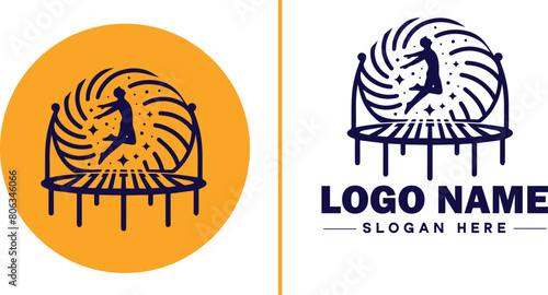 trampoline icon Bounce mat Springboard Jumping pad flat logo sign symbol editable vector
