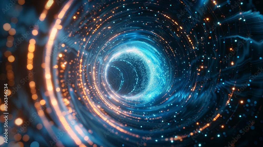 Obraz premium Neon power futuristic energy tunnel wallpaper background