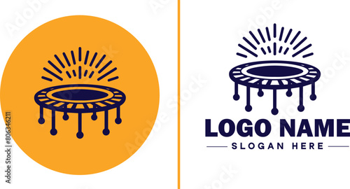 trampoline icon Bounce mat Springboard Jumping pad flat logo sign symbol editable vector