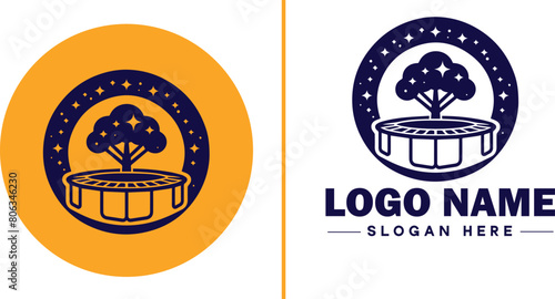 trampoline icon Bounce mat Springboard Jumping pad flat logo sign symbol editable vector