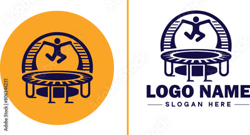trampoline icon Bounce mat Springboard Jumping pad flat logo sign symbol editable vector