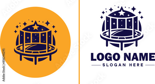 trampoline icon Bounce mat Springboard Jumping pad flat logo sign symbol editable vector