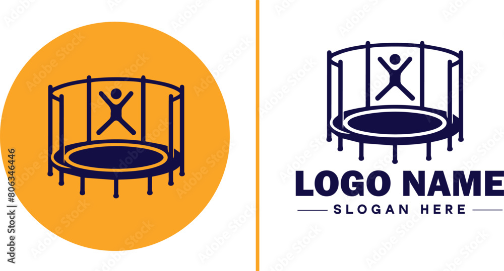 trampoline icon Bounce mat Springboard Jumping pad flat logo sign symbol editable vector