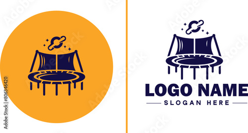trampoline icon Bounce mat Springboard Jumping pad flat logo sign symbol editable vector