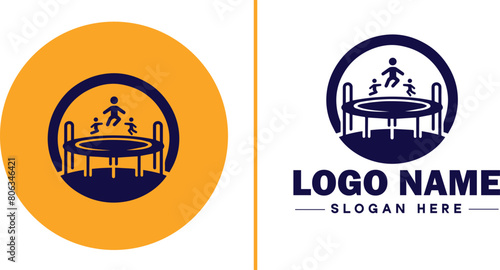 trampoline icon Bounce mat Springboard Jumping pad flat logo sign symbol editable vector