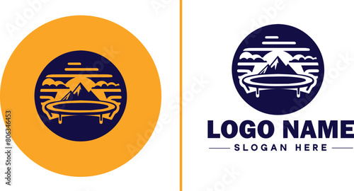 trampoline icon Bounce mat Springboard Jumping pad flat logo sign symbol editable vector