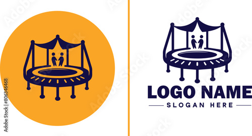 trampoline icon Bounce mat Springboard Jumping pad flat logo sign symbol editable vector