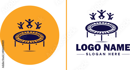 trampoline icon Bounce mat Springboard Jumping pad flat logo sign symbol editable vector