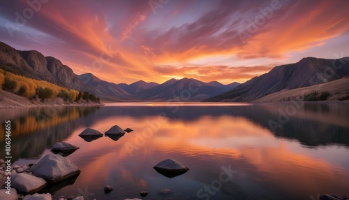 sunrise over canyon ferry lake near helena, montana