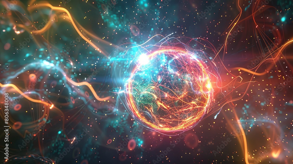 Fototapeta premium Energy particle sphere wallpaper background