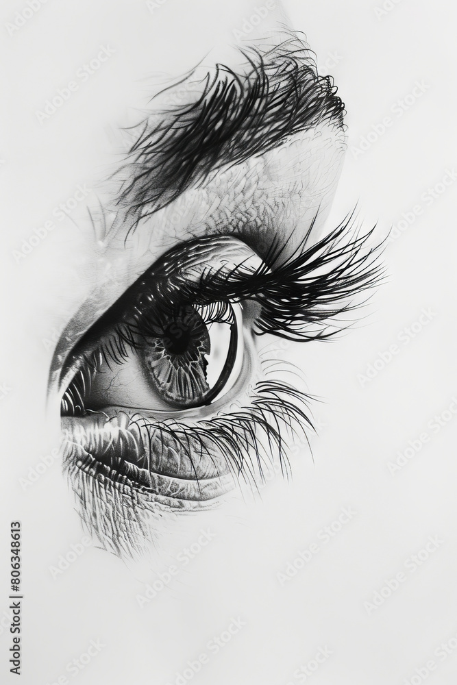 Fototapeta premium A close up of a woman's eye with long lashes.