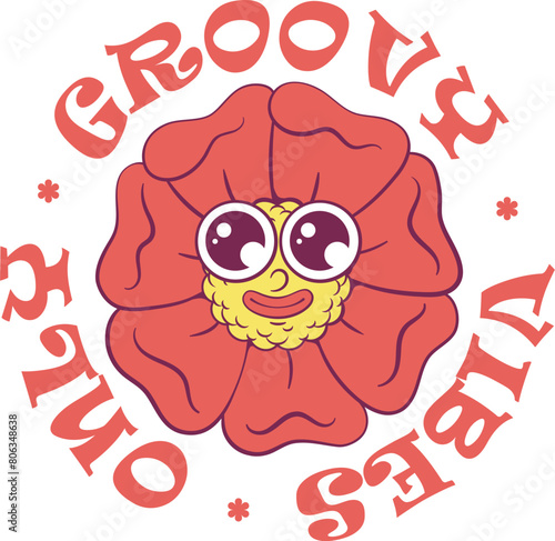 Flower retro groovy mascot sublimation design