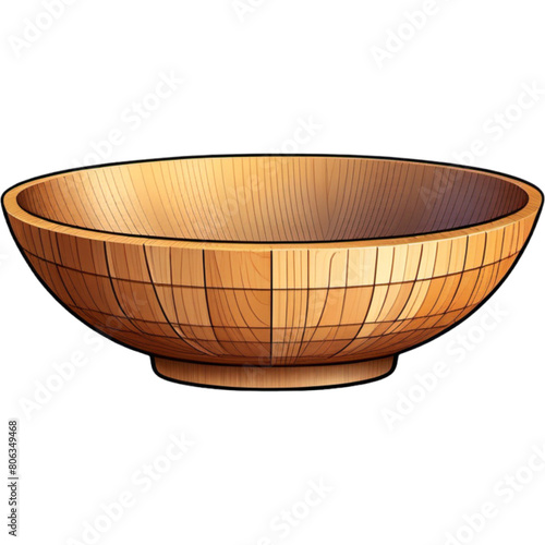 Empty wooden bowl cartoon
