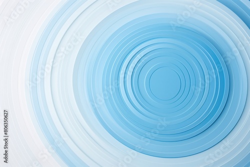 Blue thin concentric rings or circles fading out background wallpaper banner flat lay top view from above on white background with copy space blank 
