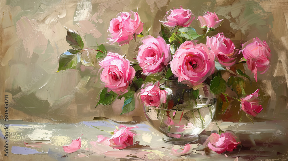 Oil painting roses art on canvas wallpaper background Oil painting roses art on canvas wallpaper background
