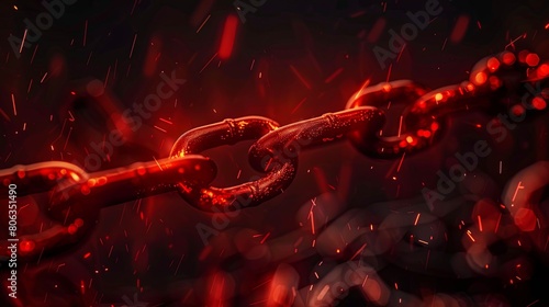 Red hot burning chain links fetter wallpaper background photo