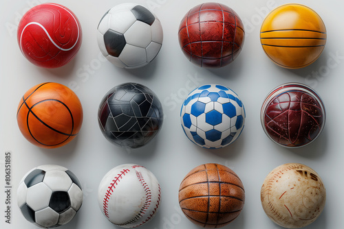Assorted sports balls displayed on a table