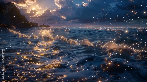 Shiny sparkling sea shore concept wallpaper background
 photo