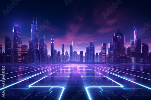 City night purple light background  Generative AI