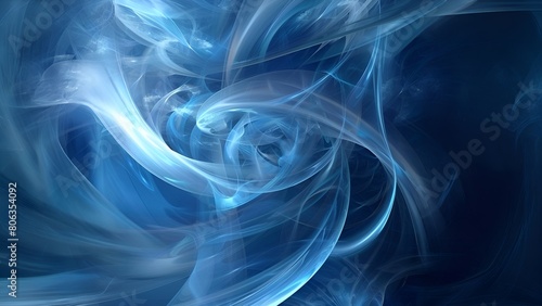 Abstract blue and white fluid shapes with a dark background