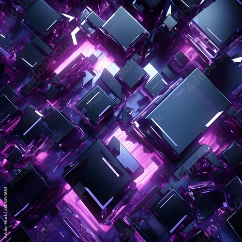 Tecno Luz Futuristic Purple Cristals Background, Generative AI photo