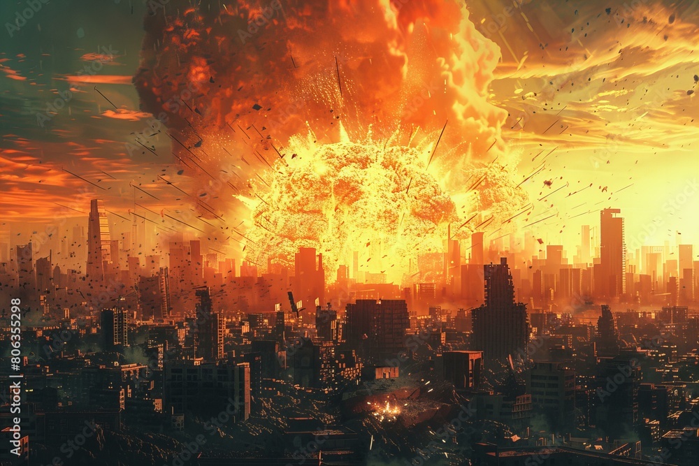 Apocalyptic City Explosion Depicts Fiery Chaos and Destruction Apocalyptic City Explosion Depicts Fiery Chaos and Destruction