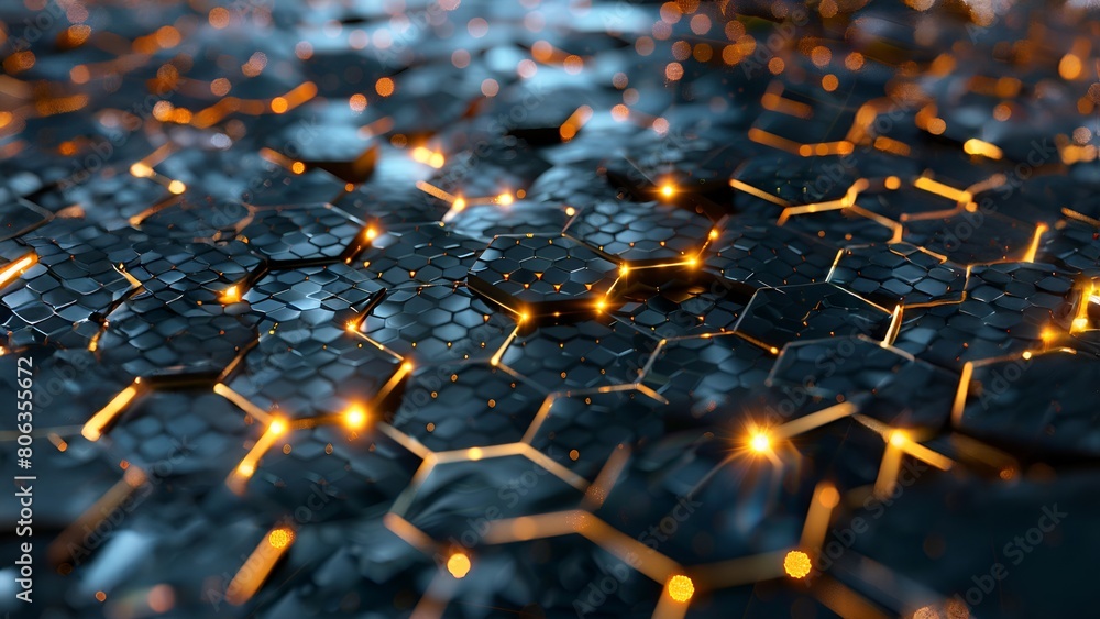 Fototapeta premium Abstract glowing futuristic hexagonal background with technology and engineering concept