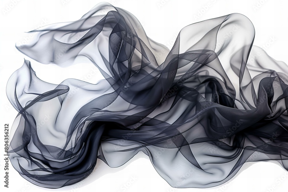 Fototapeta premium Elegant Black and White Silk Fabric in Graceful Flow