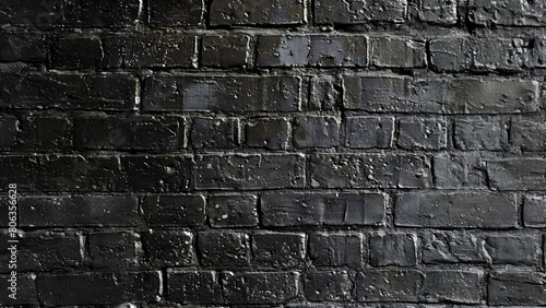 Black painted brick wall texture background with a dark vignette photo