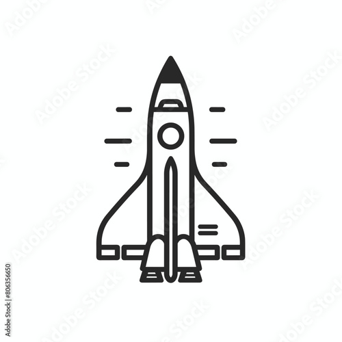 Space ship rocket launch simple minimalist icon design