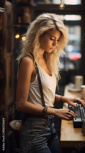 Beautiful woman working in a coffee shop, working in a coffeeshop