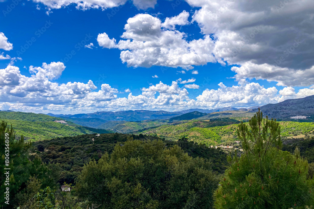 Fototapeta premium Wonderfull landscape of Genal valley in Sierra de las Nieves National Park, Andalusia, southern Spain