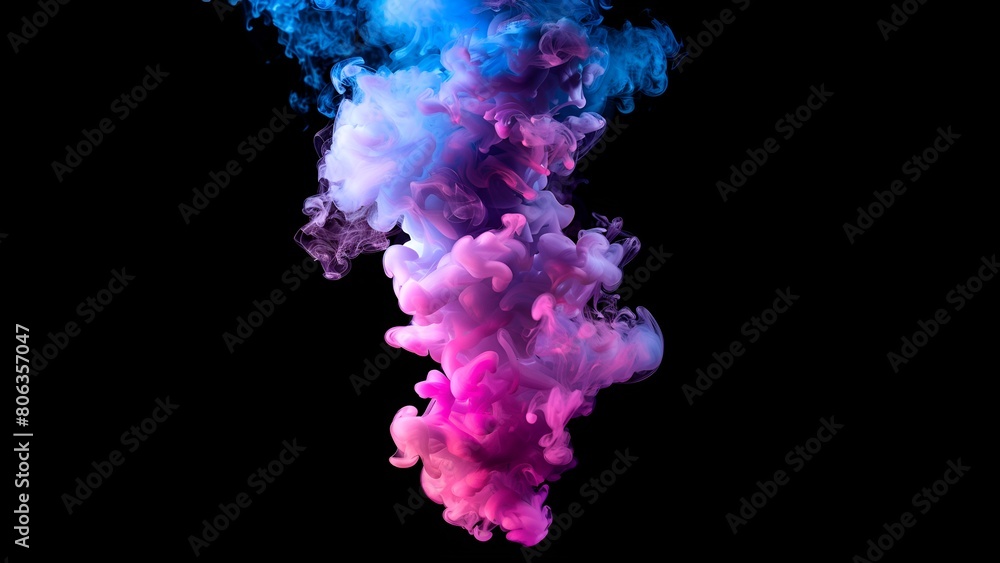Colorful abstract background with swirling blue, purple, and pink smoke