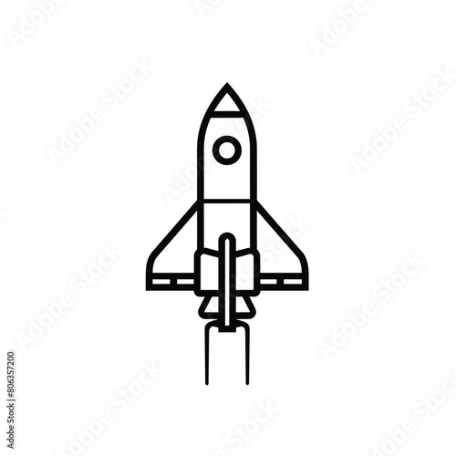Space ship rocket launch simple minimalist icon design
