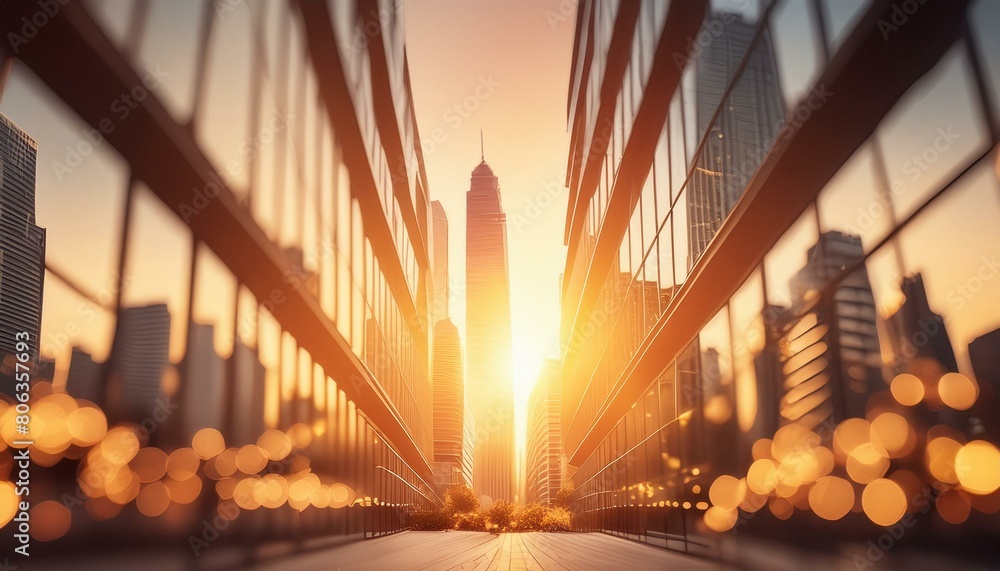 panorama of a big city at sunset