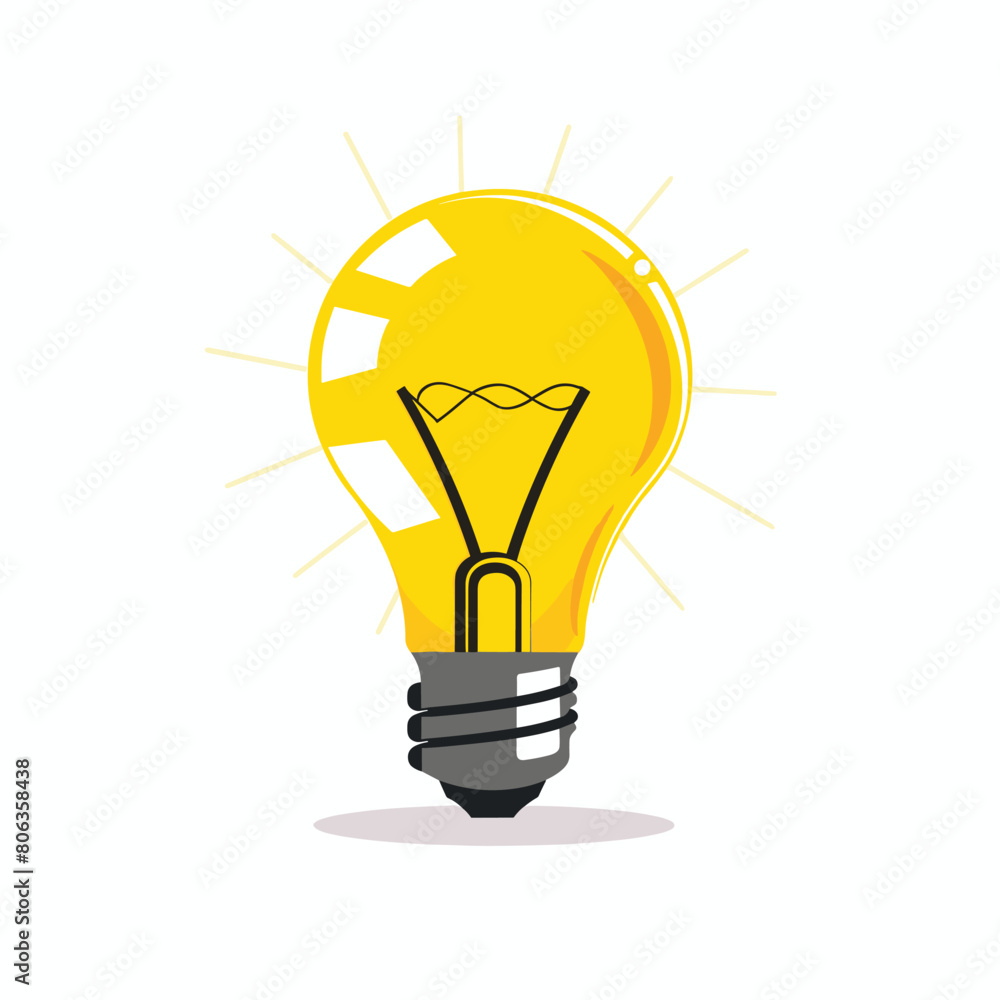 Bright yellow light bulb illustration on a white background Bright yellow light bulb illustration on a white background