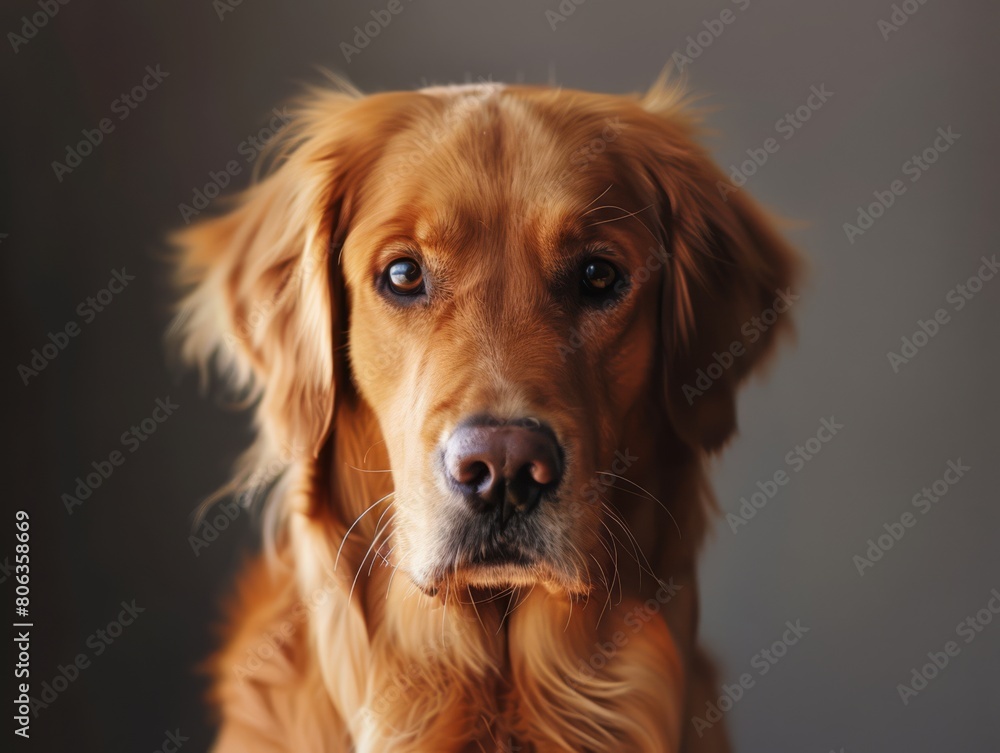 A cut golden retriever with a narrow face, on his birthday, ultra realistic photograph , generated with ai
