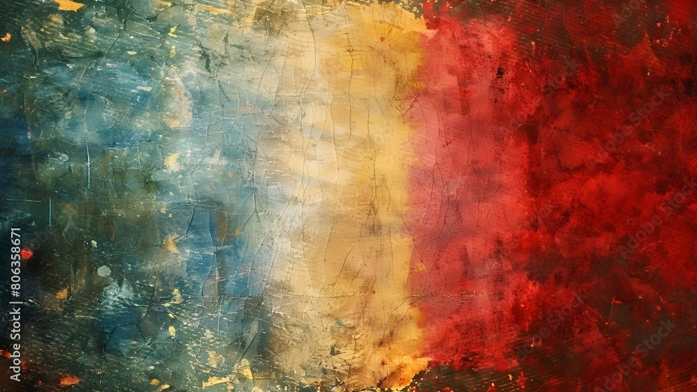Abstract grunge background with blue, yellow, and red colors