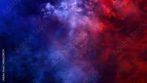Abstract blue and red smoke background, colorful smoke clouds, mist effect, and colorful fog