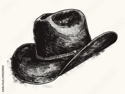 a drawing of a cowboy hat, on white background, generated with AI