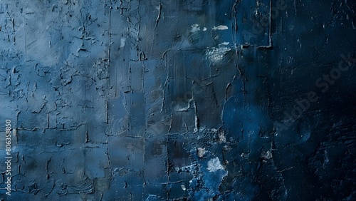Abstract dark blue textured background with cracks and brush strokes photo