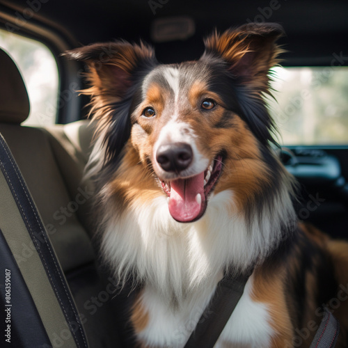 portrait of a dog in a car © matildica2