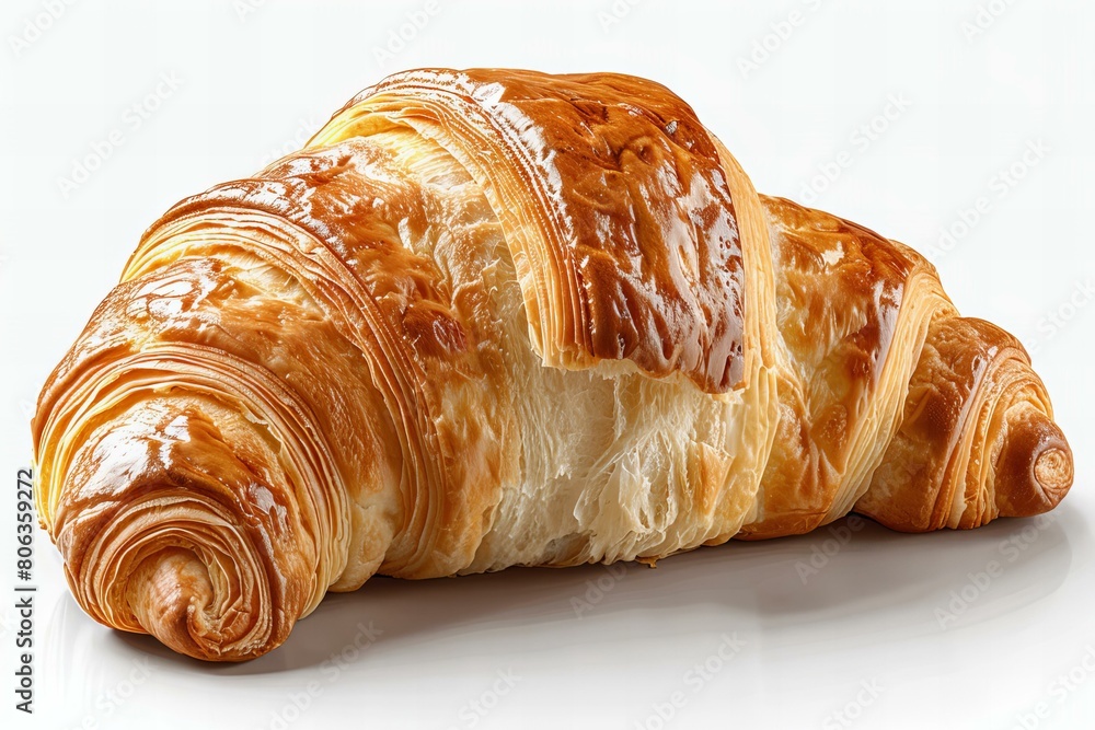 Golden Fresh Croissant on a Transparent Background