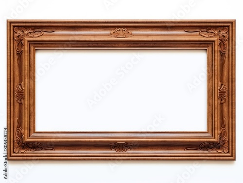 Brown traditional rectangular frame on white background design for headline logo or sale banner blank copyspace for design text photo website web  © Lenhard